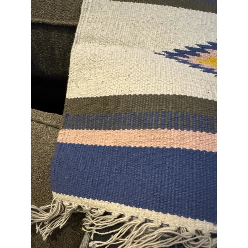 Vintage Handwoven Twill Woven Textile Rug Southwestern Style 33